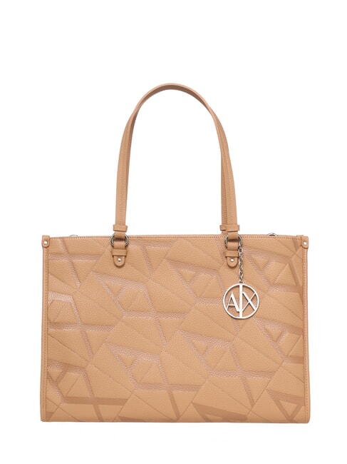 ARMANI EXCHANGE GYNGER Umhängetasche mit Allover-Logo-Print Kamelrose/Kamelrose - Damentaschen