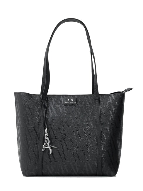 ARMANI EXCHANGE SILVYE MONOGRAM Schulter-Einkaufstasche schwarz/schwarz - Damentaschen