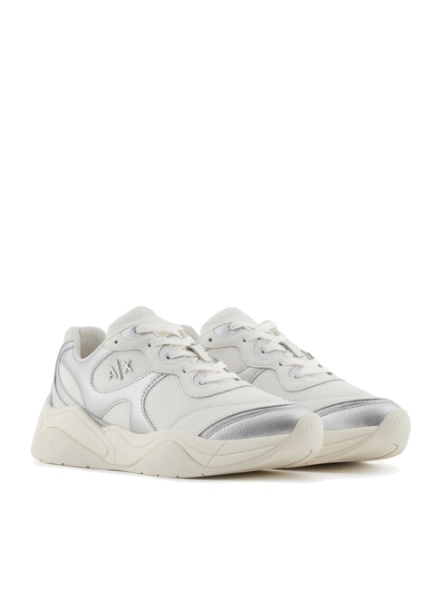 ARMANI EXCHANGE A|X Sneaker aus Mesh-Gewebe Silber+Off-White - Damenschuhe