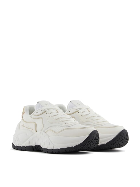 ARMANI EXCHANGE A|X Klobige Turnschuhe gebrochenes Weiß+Blassgold - Damenschuhe