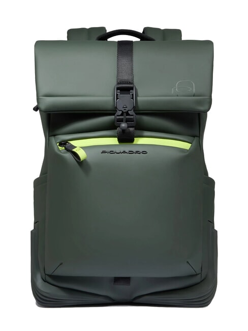 PIQUADRO CORNER SPECIALE GOMMATO Rolltop-Laptop-Rucksack GRÜN - PC-Rucksäcke