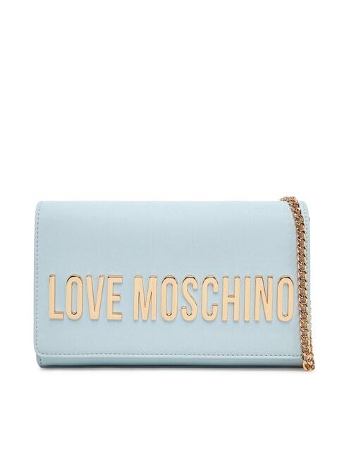 LOVE MOSCHINO BOLD LOGO Tasche mit Klappe und Kettenschultergurt Hellblau - Damentaschen