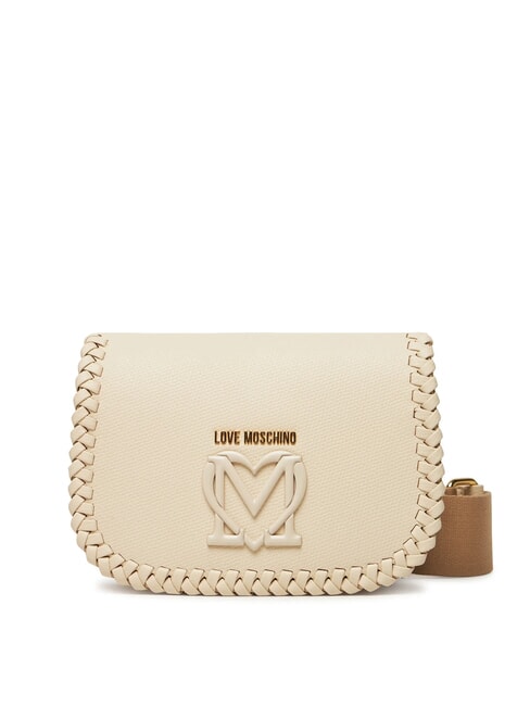 LOVE MOSCHINO BRAIDED Umhängetasche mit Überschlag Elfenbein - Damentaschen
