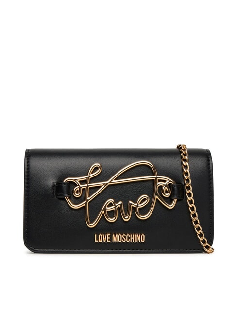 LOVE MOSCHINO TIMELESS Clutch mit Metall-Schultergurt Schwarz - Damentaschen