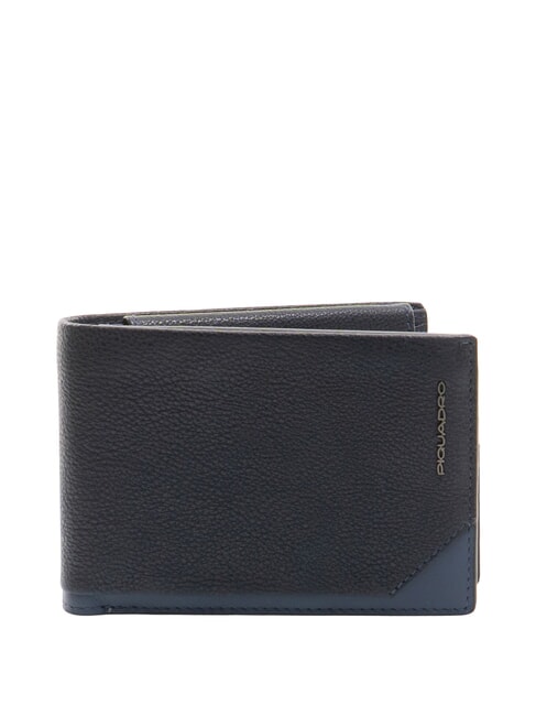 PIQUADRO TALLIN Brieftaschenklappe und Münzfach aus Leder Blau - Brieftaschen Herren