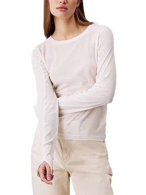 CALVIN KLEIN CK JEANS Baumwollpullover mit Rundhalsausschnitt Elfenbein - Damenpullover