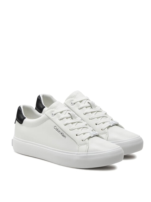 CALVIN KLEIN CK Leder-Sneakers weiß/schwarz - Damenschuhe