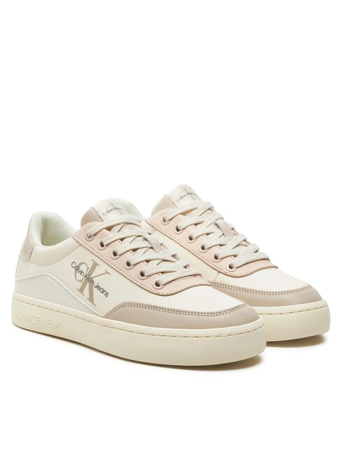CALVIN KLEIN CK JEANS Leder-Sneakers Eierschale/Cremeweiß/Flüsterrosa - Damenschuhe