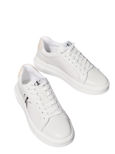 CALVIN KLEIN CK JEANS  Chunky Cupsole Turnschuhe aus Leder strahlendes Weiß/Flüsterrosa - Damenschuhe