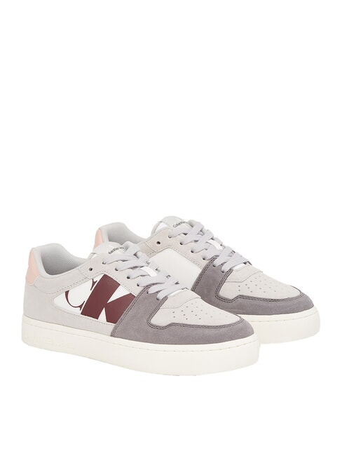 CALVIN KLEIN CK JEANS Ledersneaker mit seitlichem Logo Austernpilz/Sturmfront - Damenschuhe
