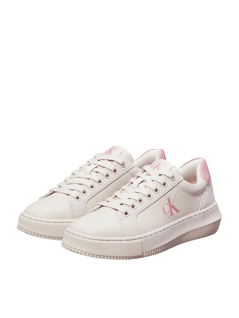 CALVIN KLEIN CK JEANS Leder-Sneakers Eierschale/Altrosa - Damenschuhe