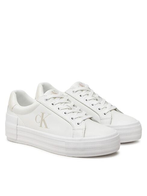 CALVIN KLEIN CK JEANS Plateau-Sneakers aus Leder strahlend weiß/cremeweiß - Damenschuhe