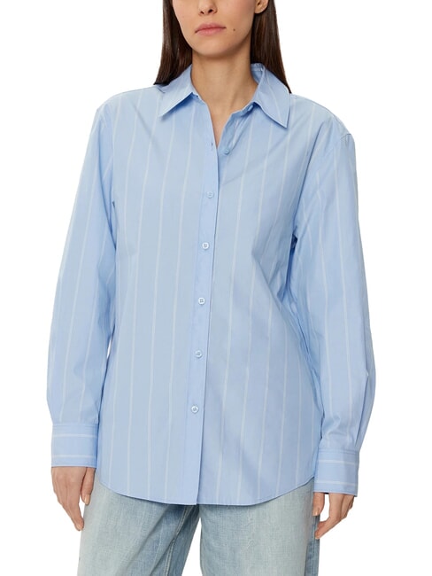 CALVIN KLEIN CK Langarmhemd im Relaxed Fit Reiher / Nachthimmel platzierter Streifen - Damenblusen
