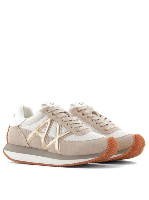 ARMANI EXCHANGE ROYALE SUEDE AIR MESH Turnschuhe Sand + Hellgold - Damenschuhe