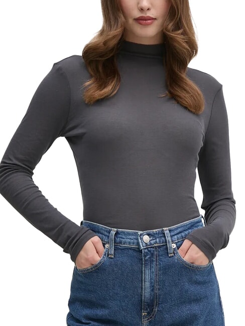 CALVIN KLEIN CK JEANS Rollkragenpullover aus Baumwolle Ebenholz - Damenpullover