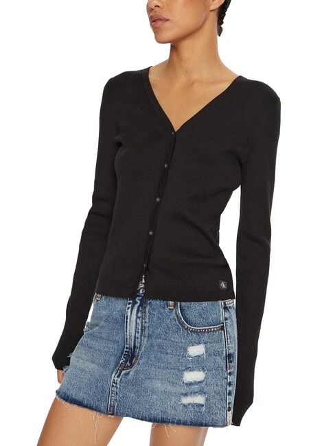 CALVIN KLEIN CK JEANS Strickjacke mit tiefem V-Ausschnitt ck schwarz - Damenpullover