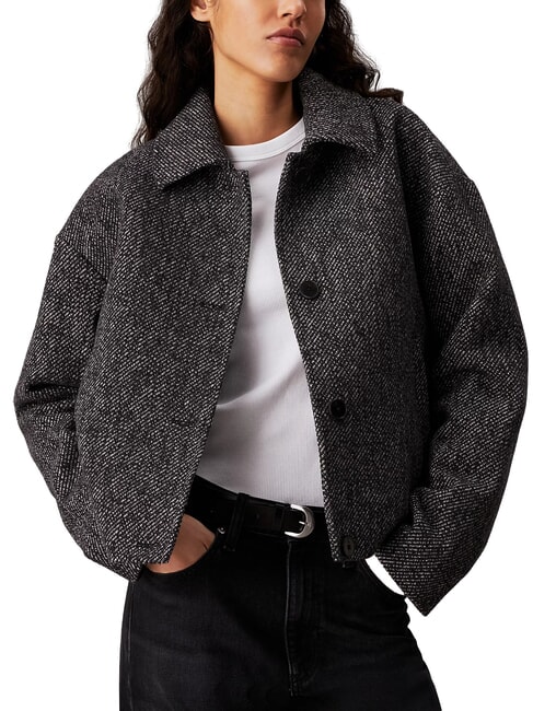 CALVIN KLEIN CK JEANS Kurze Jacke aus Wollmischung Ebenholzheide - Damenjacken