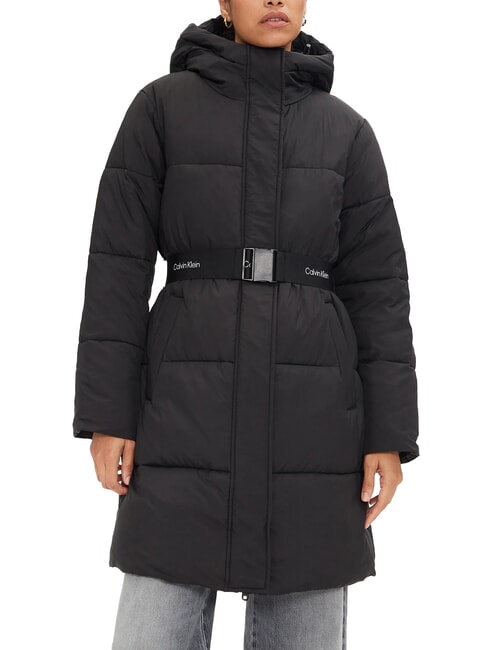CALVIN KLEIN CK JEANS Mittellange Daunenjacke mit Gürtel ck schwarz - Daunenjacken für Damen