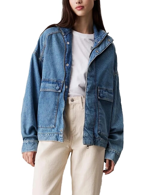 CALVIN KLEIN CK JEANS Jeansjacke mit entspannter Passform dunkler Denim - Damenjacken