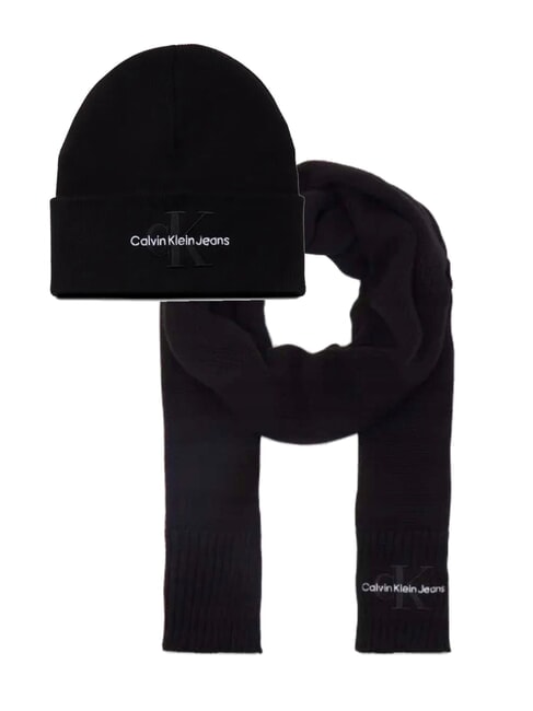 CALVIN KLEIN CK JEANS Set aus Beanie-Mütze und Schal aus Baumwolle Schwarz - Mützen/Hüte