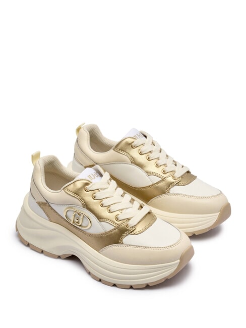 LIUJO EVA 06 Klobige Leder-Sneaker Milch/Hellgold - Damenschuhe