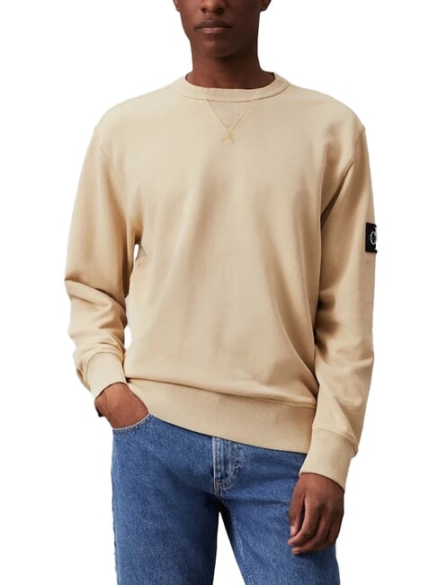 CALVIN KLEIN CK JEANS Sweatshirt mit Rundhalsausschnitt aus Baumwolle blasses Khaki - Sweatshirts Herren