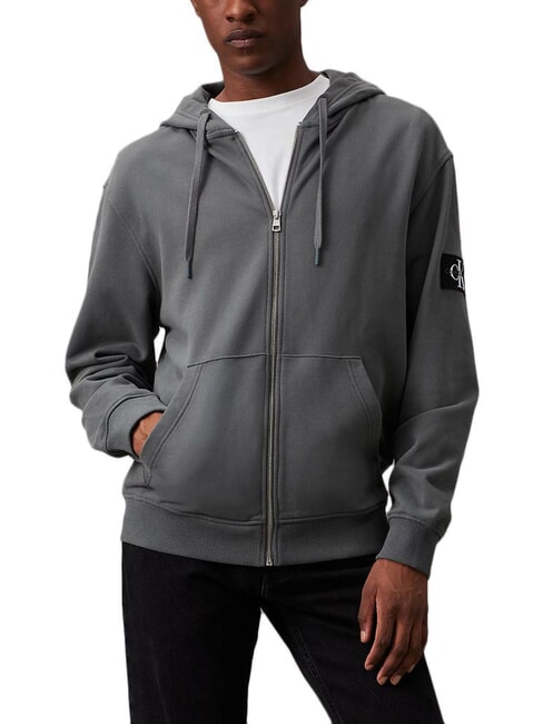 CALVIN KLEIN CK JEANS Kapuzenjacke mit durchgehendem Reißverschluss endloses Grau - Sweatshirts Herren