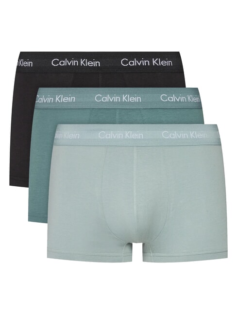 CALVIN KLEIN PACK 3 LOW RISE Trunk Boxer-Mann schwarz, Schirm, schiefertürkis - Herrenslip
