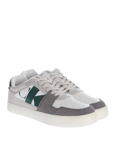CALVIN KLEIN CK JEANS Klobige Leder-Sneaker weiß/pilz/palme/schwarz - Herrenschuhe