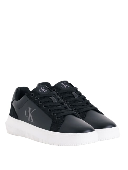 CALVIN KLEIN CK JEANS Leder-Sneakers schwarz/hellweiß - Herrenschuhe