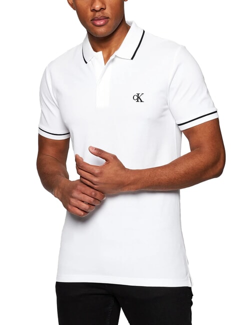 CALVIN KLEIN CK JEANS Stretch-Kurzarm-Poloshirt strahlendes Weiß - Herren-Polo-Shirts/Herren-Polo-Shirt/Herrenpoloshirt/Herrenpoloshirts