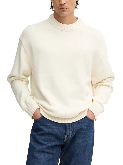 CALVIN KLEIN CK JEANS Oversize-Pullover mit Rundhalsausschnitt Elfenbein - Herrenpullover