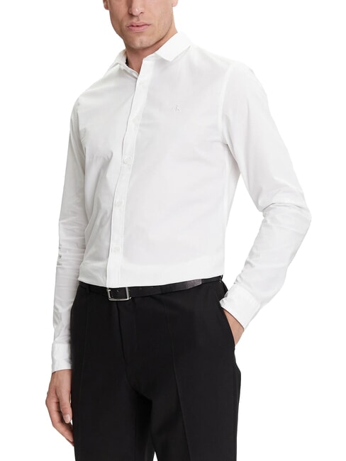 CALVIN KLEIN CK JEANS Slim Fit Stretch-Langarmhemd strahlendes Weiß - Herrenhemden