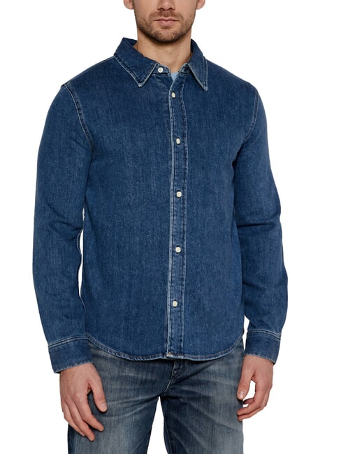 CALVIN KLEIN CK JEANS Langärmliges Jeanshemd mit normaler Passform dunkler Denim - Herrenhemden