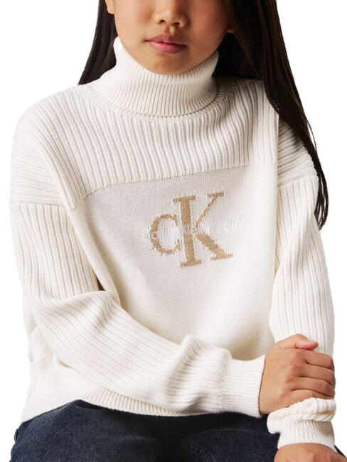 CALVIN KLEIN CK KIDS Rollkragenpullover aus Baumwolle Elfenbein - Kinderpullover