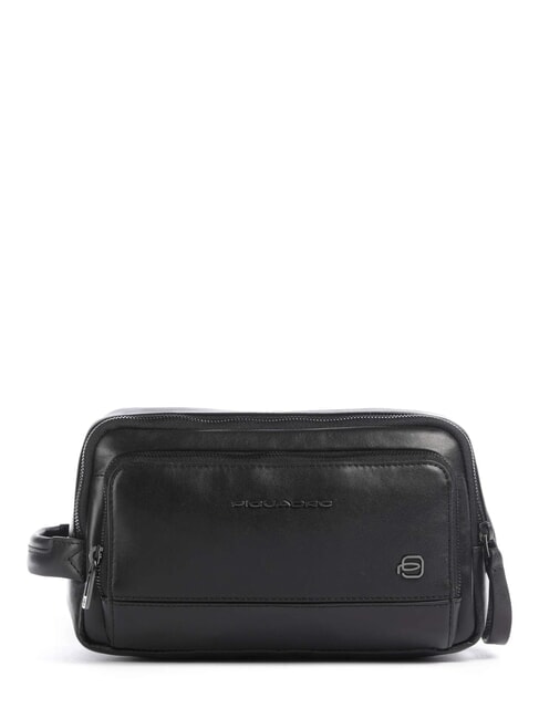 PIQUADRO W136 Kosmetiktasche aus Leder Schwarz - Beauty-Case