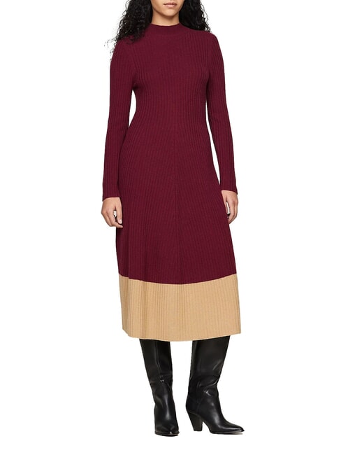 TOMMY HILFIGER TH  Wollkleid tiefrot - Damenkleider