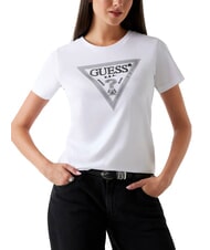 GUESS SS CN KRYSTAL TRIANGLE Kurzarm-T-Shirt mit Nieten und Strass - T-Shirts und Tops f&uuml;r Damen