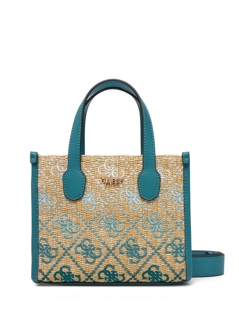 GUESS SILVANA Mini Handtasche, mit Schultergurt blaugrünes Logo - Damentaschen