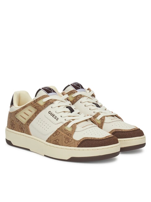 GUESS VINCENT Sneaker aus gemischtem Leder weiß beige - Herrenschuhe