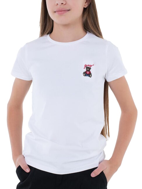 GUESS KIDS Kurzarm-T-Shirt mit Teddybär purweiß - Kinder-T-Shirt