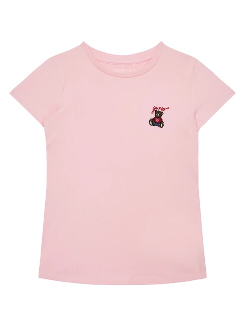 GUESS KIDS Kurzarm-T-Shirt mit Teddybär Zuckerwatte rosa - Kinder-T-Shirt