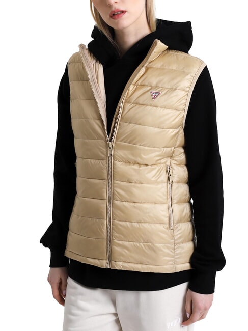 GUESS JEANS PUFFER Ärmellose Daunenjacke Safari-Bräune - Damenweste