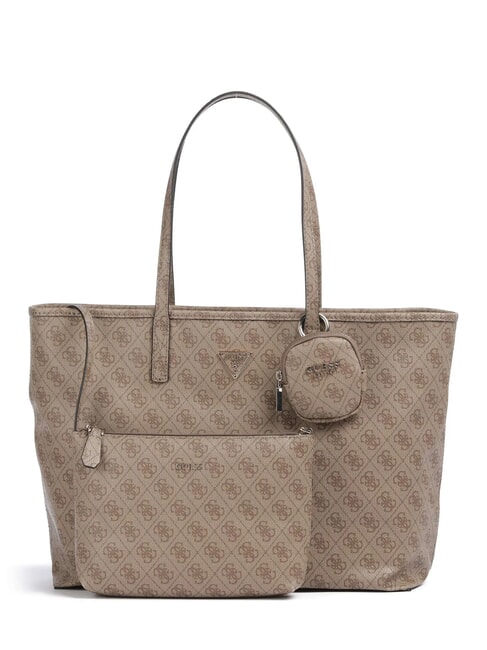 GUESS POWER PLAY Einkaufstasche mit Beutel und Clutch MILCH-LOGO - Damentaschen