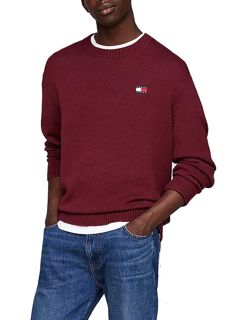 TOMMY HILFIGER TH JEANS  Pullover mit Rundhalsausschnitt tiefrot - Herrenpullover