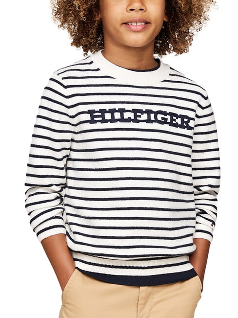 TOMMY HILFIGER TH KIDS Gestreifter Pullover weißer Sockel / blauer Streifen - Kinder-T-Shirt