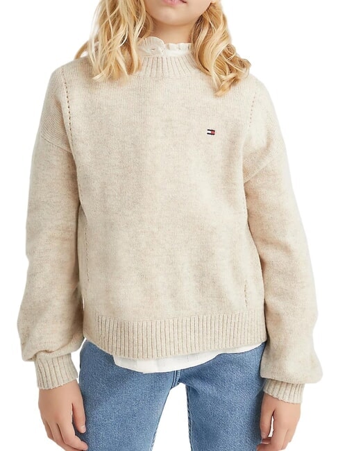 TOMMY HILFIGER TH KIDS Wollpullover mit Rundhalsausschnitt Merino Melange - Kinder-T-Shirt