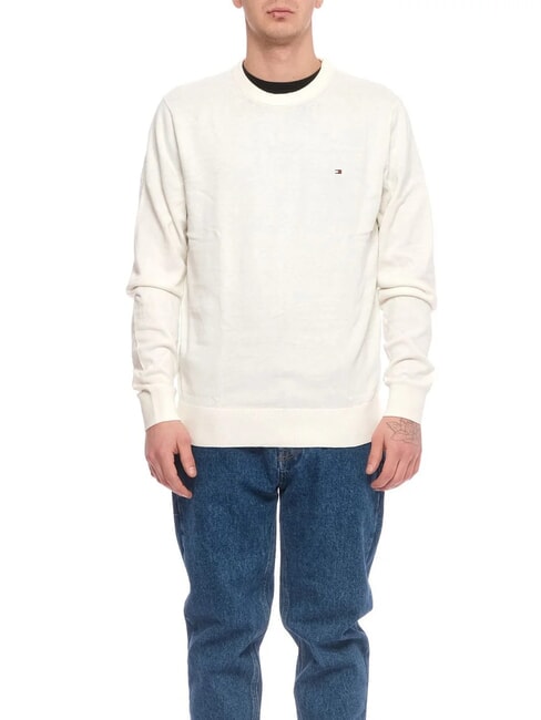 TOMMY HILFIGER PIMA Pullover mit Rundhalsausschnitt aus Kaschmirmischung Elfenbein - Herrenpullover