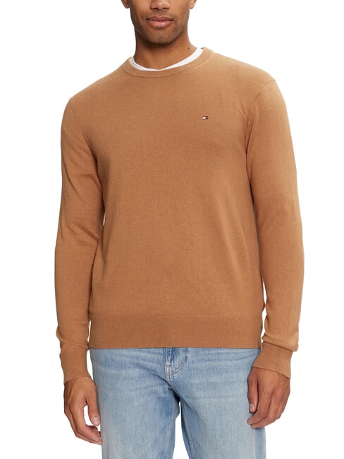 TOMMY HILFIGER PIMA Pullover mit Rundhalsausschnitt aus Kaschmirmischung Safari-Leinwand - Herrenpullover