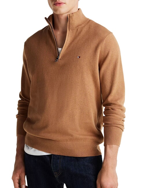 TOMMY HILFIGER TH  Rollkragenpullover mit Reißverschluss Safari-Leinwand - Herrenpullover